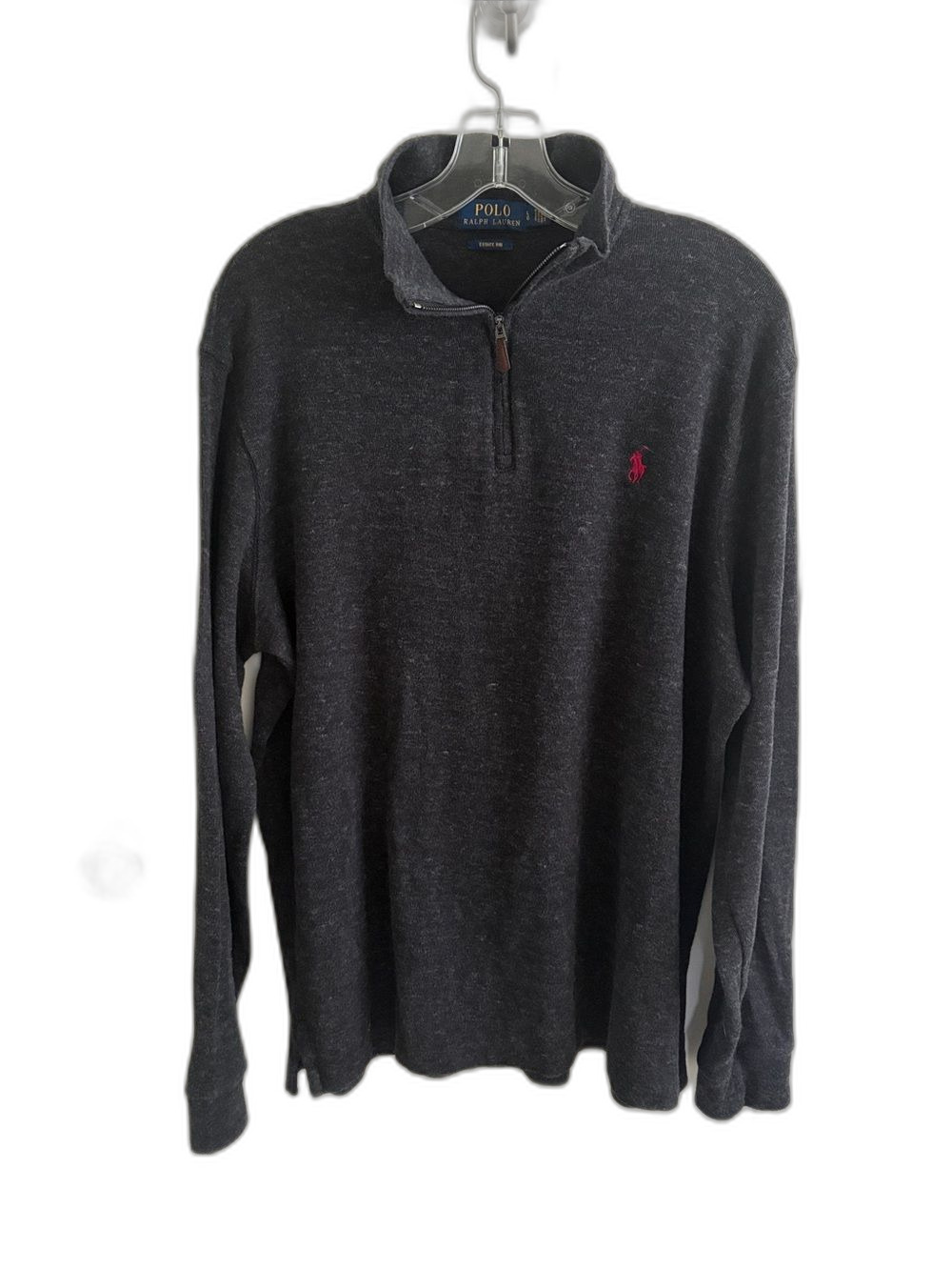 EUC Polo Ralph Lauren Estate Rib Quarter Zip heathered dark gray Pullover L